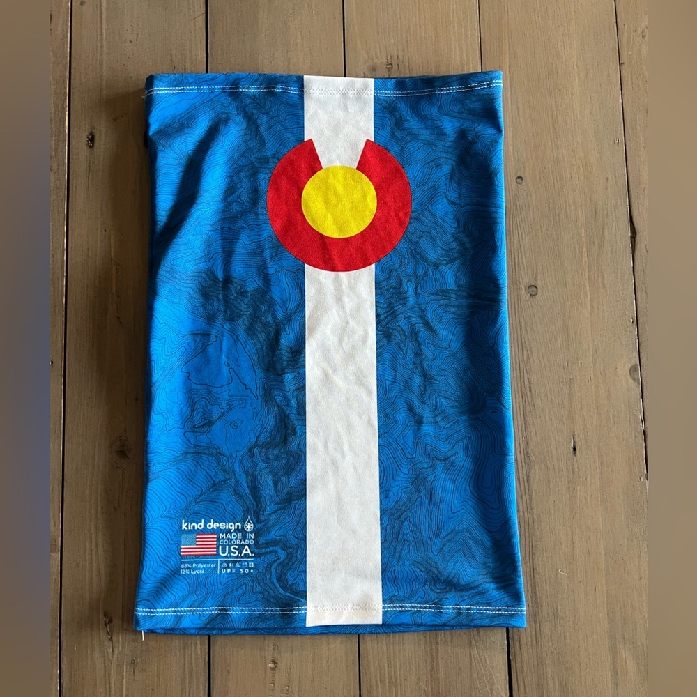 Blue Neck Gaiter with Colorado Flag Design
